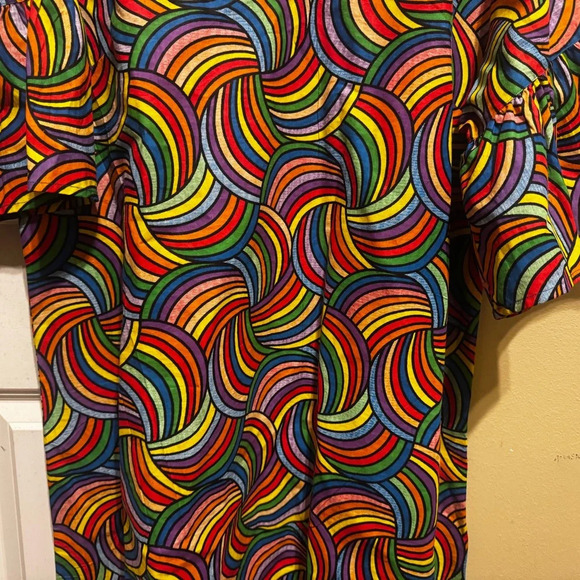 Lapogee Women’s Rainbow Colorful Short Ruffle Sleeve Plus Size Dress Sz 2X - Picture 3 of 11